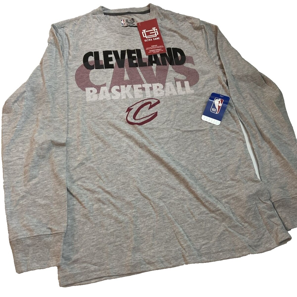 Ultra Game Mens Cleveland Cavaliers NBA Basketball Long Sleeve Shirt Grey Small